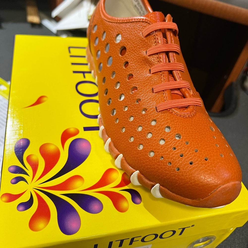 Orange Perforated Sneakers